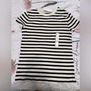 a new day Black and White Striped Short Sleeve Tee